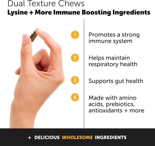 Pethonesty Cat Immune Support Lysine + Cat Hip & Joint Support Dual Texture Chew Supplement Bundle - Cat Allergy Relief - Sneezing, Runny Nose, Watery Eyes, Glucosamine Joint Support Supplement