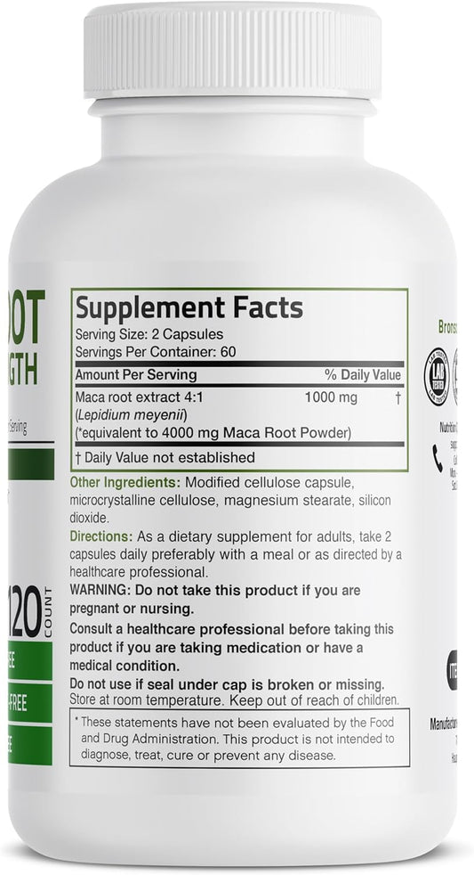 Bronson Maca Root Extra Lepidium Meyenii, Non-Gmo, 120 Vegetarian Capsules