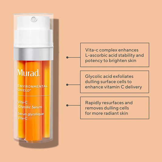 Murad Vita-C Glycolic Serum - Environmental Shield Skin Brightening Vitamin C Face Serum - Treatment Backed By Science