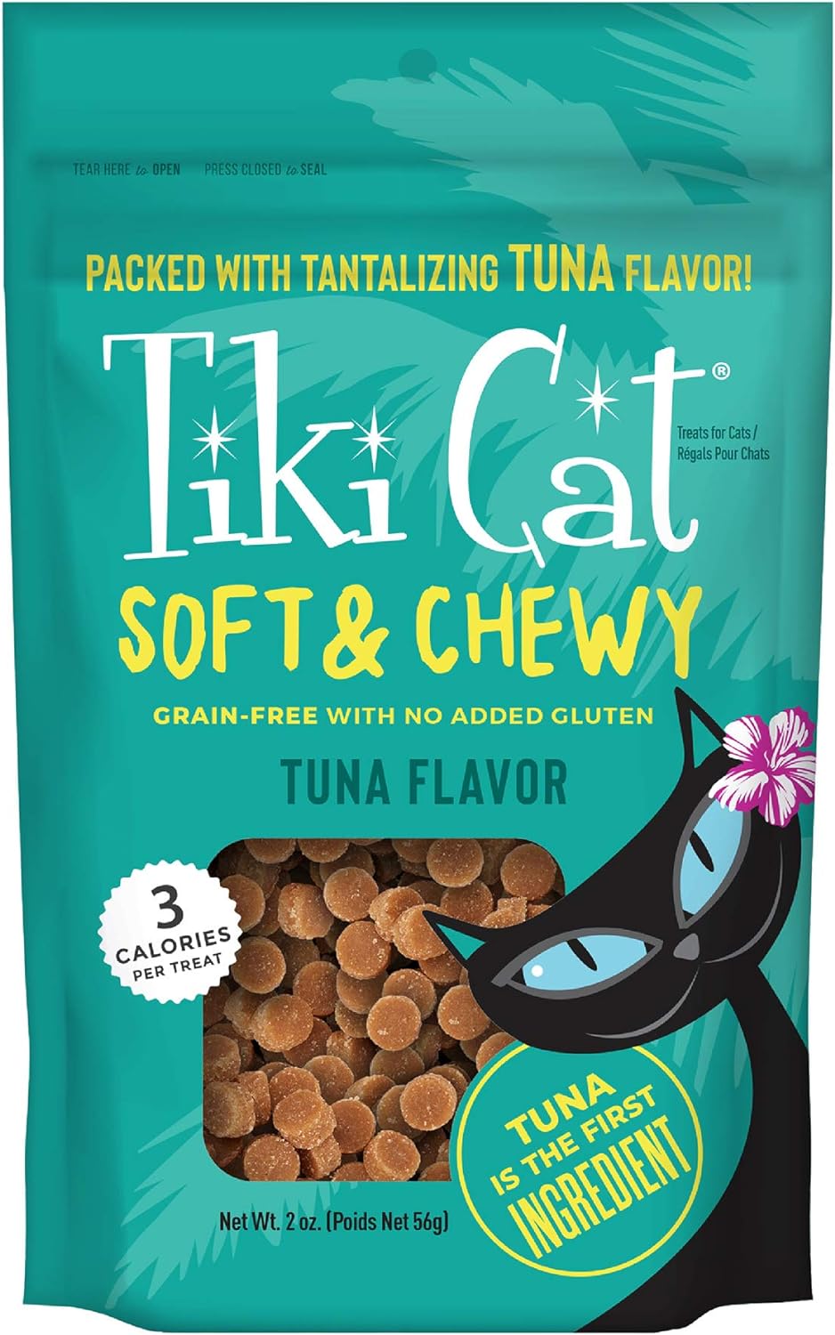 Tiki Cat Grain Free Soft & Chewy Low Calorie Treats for Cats & Kittens - Tuna 2 oz. Pouch