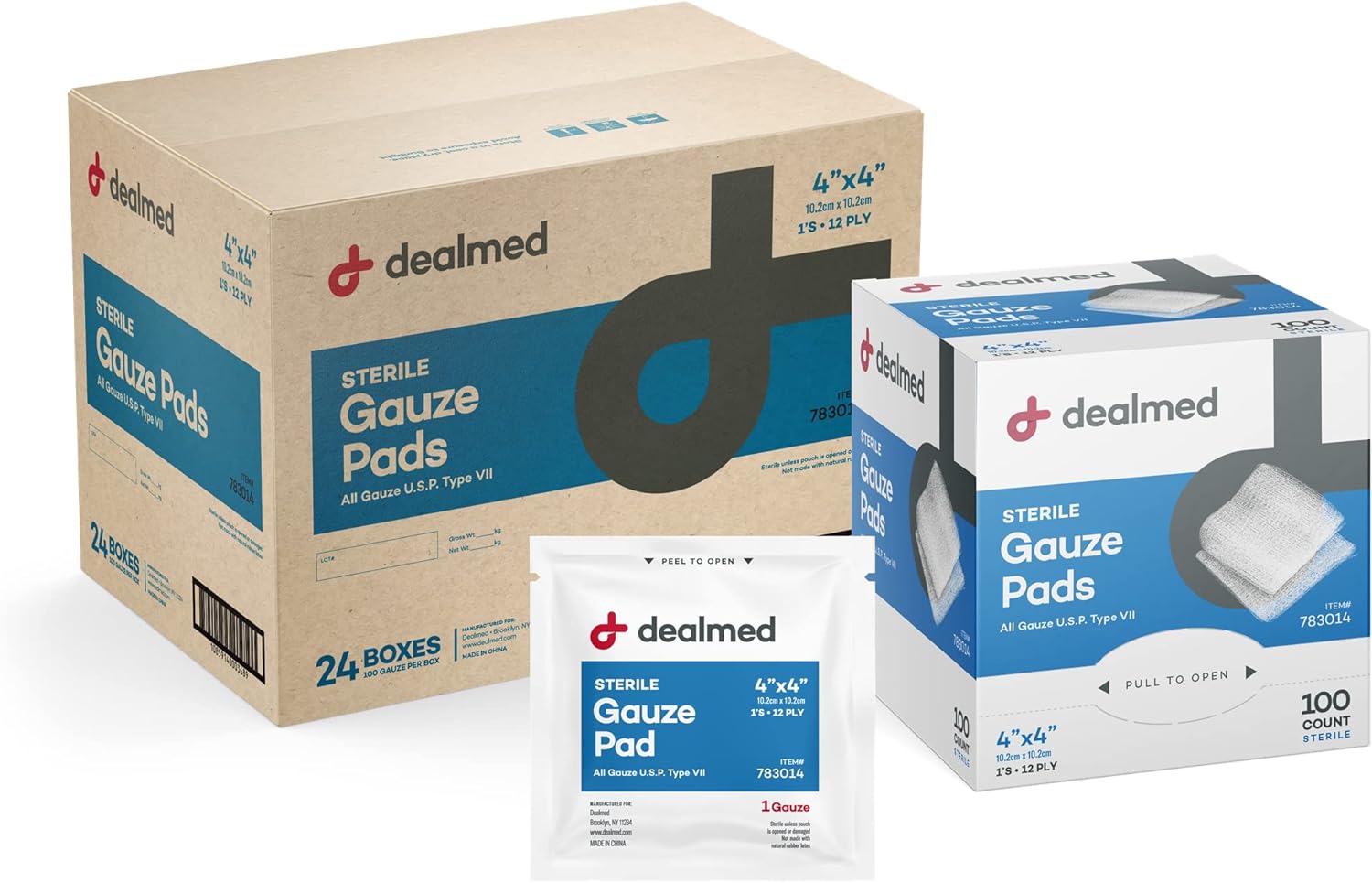 Dealmed Sterile Gauze Pads – 100 Count (Case Of 12), 4’’ X 4’’ Gauze Pads, Disposable And Individually Wrapped Medical Gauze Pads, Wound Care Product For First Aid Kit And Medical Facilities