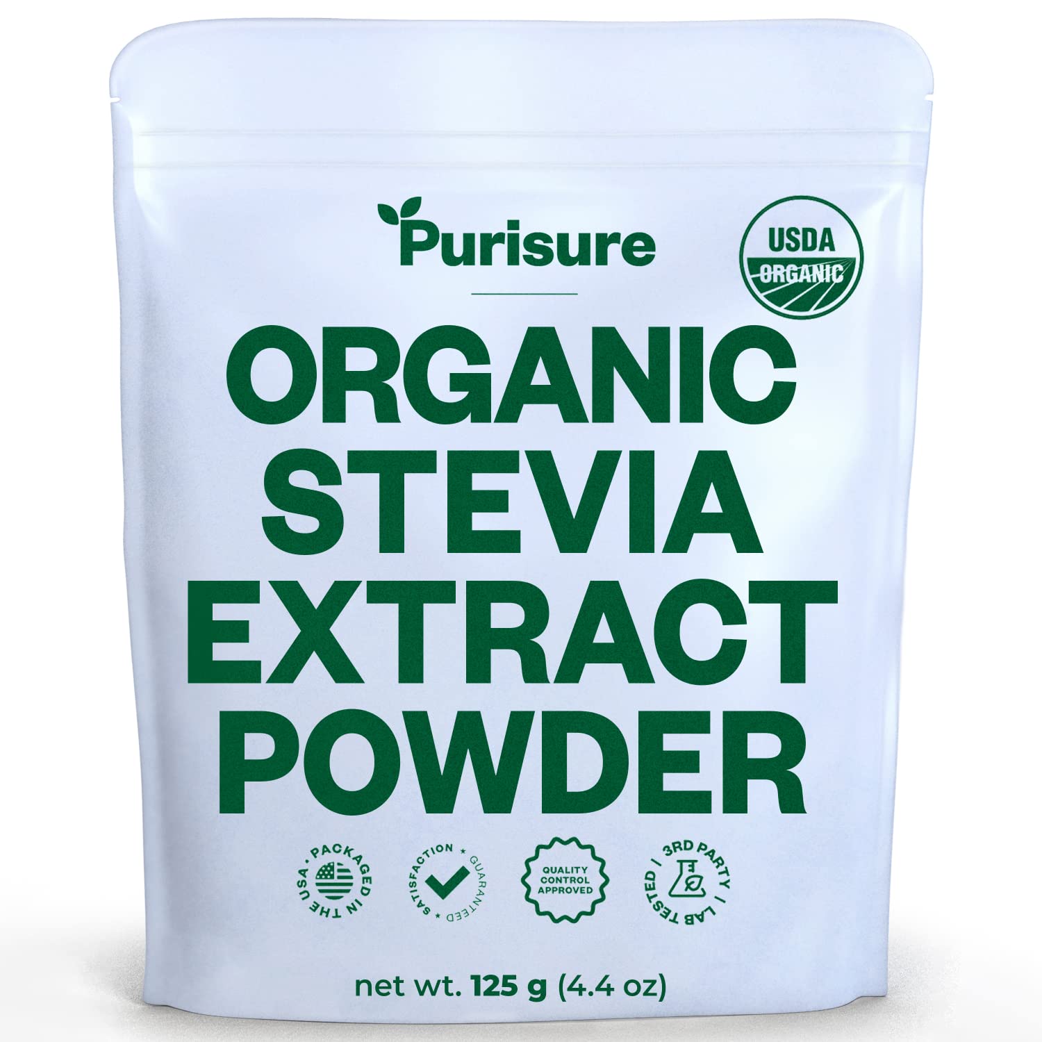 Purisure Stevia Concentrated Powder,125 G, Premium Zero Calorie Stevia Sweetener - Powdered Pure Stevia Extract, Natural Stevia Powder For Baking - No Aftertaste, Non-Gmo, Keto Friendly- 846 Servings