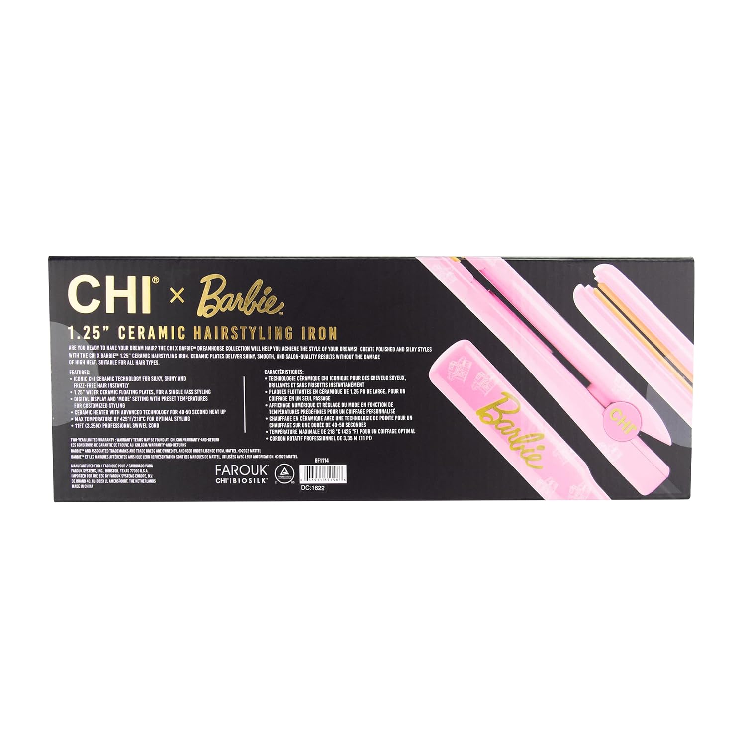 CHI x Barbie 1.25" Pink Hairstyling Iron : Beauty & Personal Care