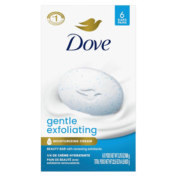 Dove Beauty Bar Gentle Exfoliating With Mild Cleanser 6 Bars More Moisturizing Than Bar Soap For Softer And Smoother Skin 3.75 Oz