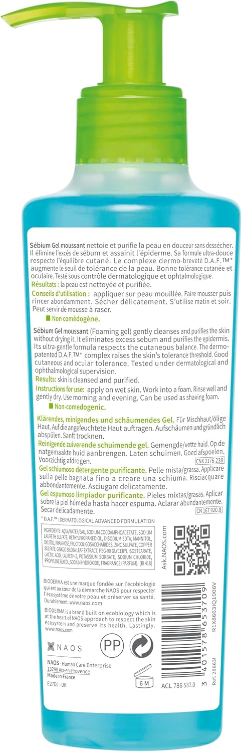 Bioderma Sébium Purifying Cleansing Foaming Gel 100Ml