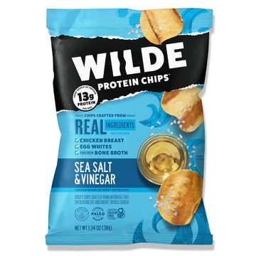 Wilde Protein Chips, Sea Salt And Vinegar (1.34 Ounce Bags, Pack Of 8 Bags)