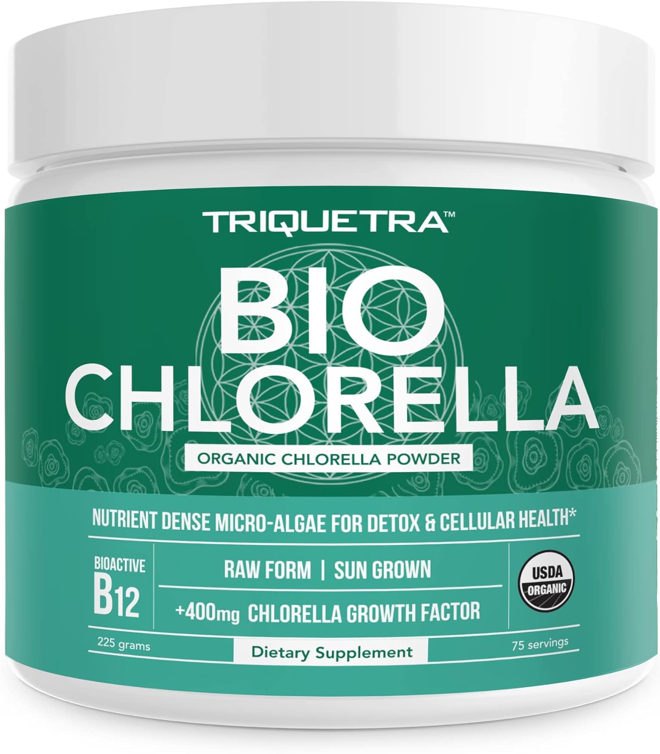 Organic Chlorella Powder - 3 Organic Certifications, Raw Form & Sun Grown - Guaranteed Best Source of Chlorella, Maximum Nutrient & CGF Levels (Chlorella Growth Factor) - 75 Servings (225 gr)