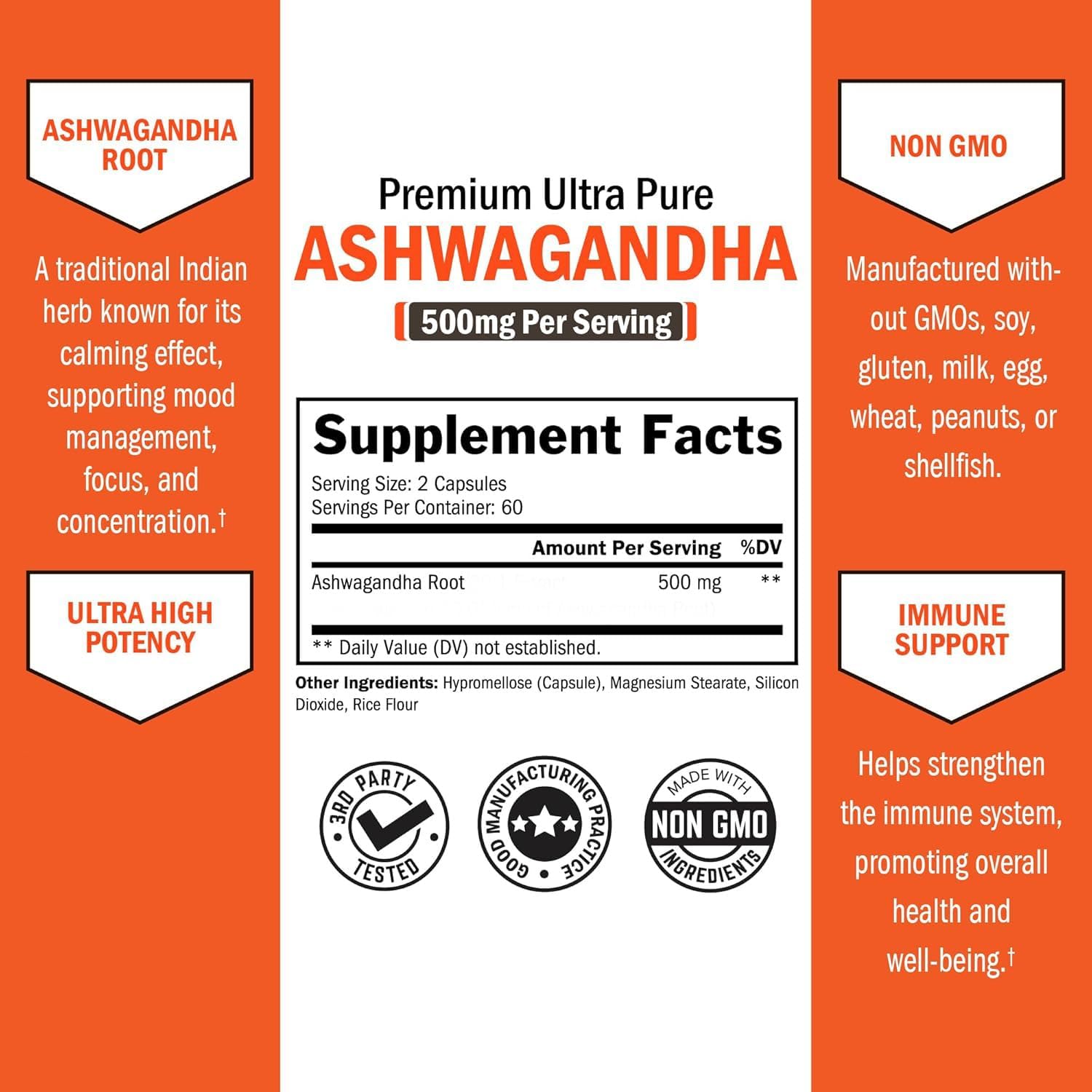Bioschwartz Ashwagandha Supplements - Extra Strength Ashwagandha Capsules 500Mg Per Serving - Gluten Free, Non-Gmo, Made In The Usa With Globally Sourced Ingredients, 60 Servings (120 Count) : Health & Household