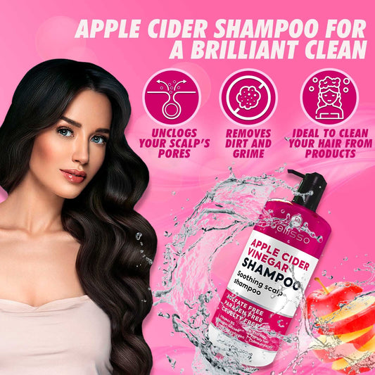 Apple Cider Vinegar Shampoo - Sulfate Paraben and Silicon Free Anti Dandruff Product for Women and Men - Deeply Moisturizing Formula - Dry Scalp Treatment for Oily Hair – Professional Grade Products