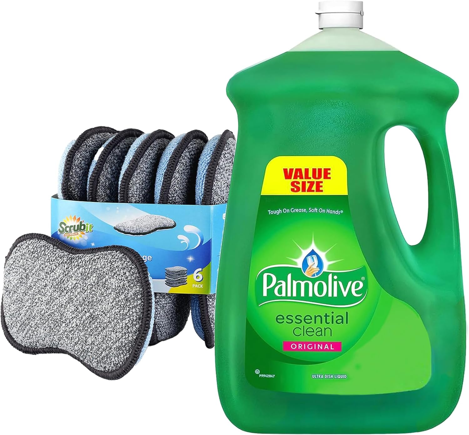Palmolive Dishwashing Liquid - 90 oz. Palmolive Dish Soap Liquid - With 6 Multi-Purpose Scrub Sponges for Cleaning Dishes, Pots and Pans