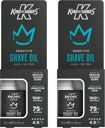 King Of Shaves Sensitive Shaving Oil For Men, For A Close And Comfortable Shave, Suitable For All Skin Types, Shave Oil For Men 2X15Ml