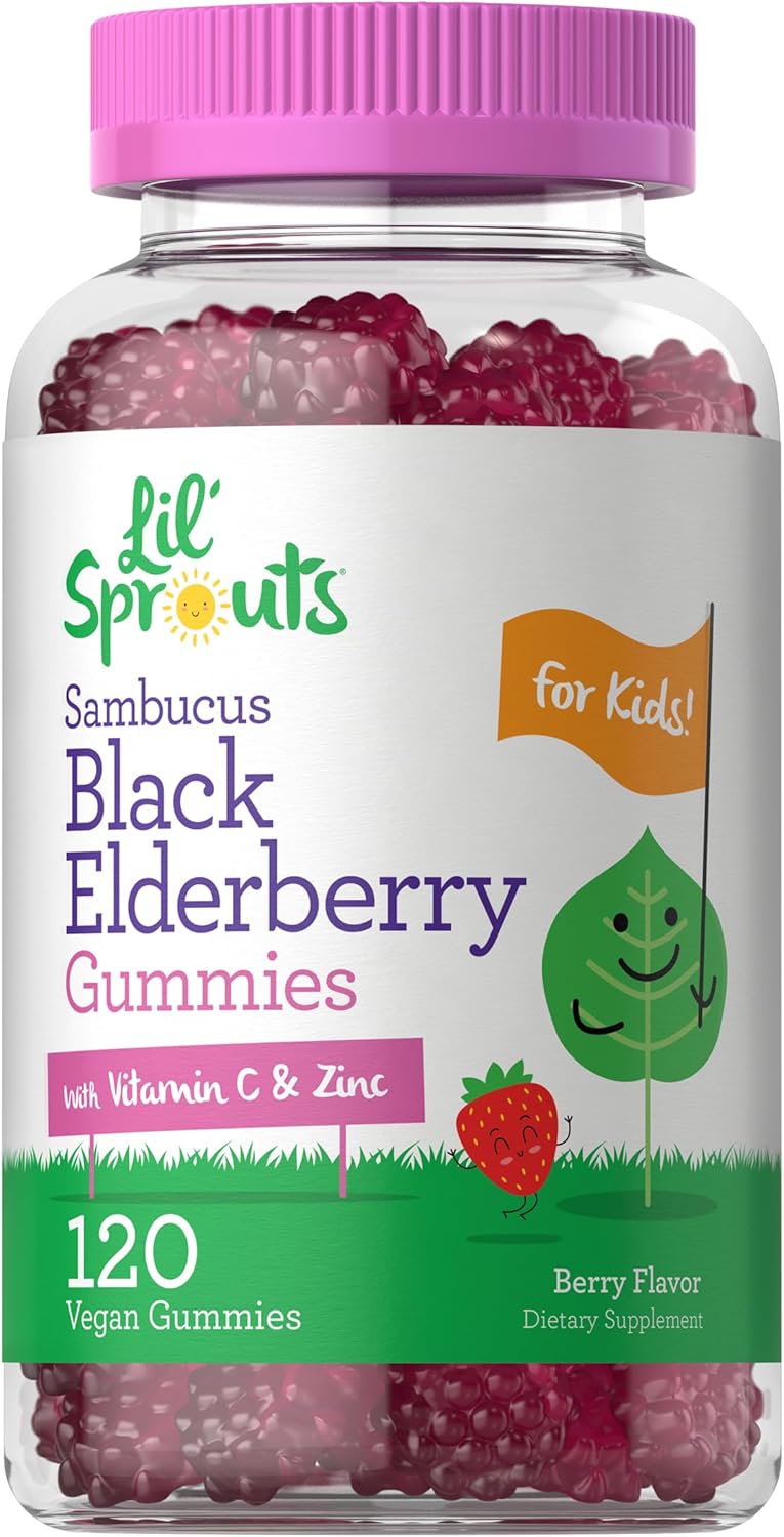 Carlyle Elderberry Gummies For Kids | 120 Count | Zinc And Vitamin C | Berry Flavor | Vegan, Non-Gmo, And Gluten Free | By Lil' Sprouts