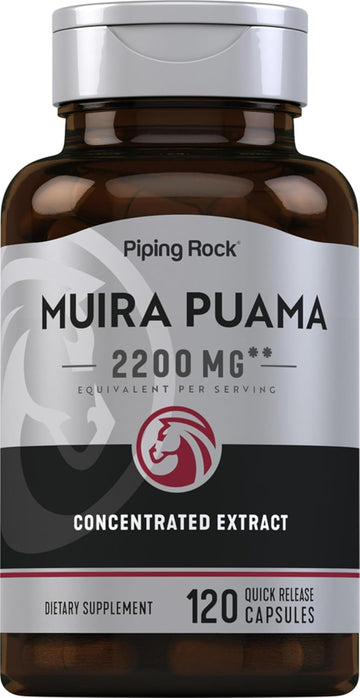 Piping Rock Muira Puama Root Extract 2200 mg | 120 Capsules | Non GMO, Gluten Free Supplement