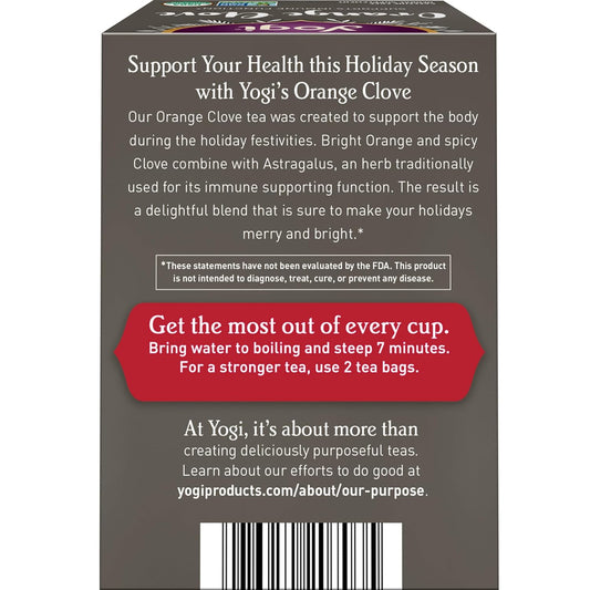 Yogi Tea Orange Clove Tea - 16 Tea Bags Per Pack (4 Packs) - Limited Edition Organic, Caffeine-Free Holiday Tea - Immune Support Tea - Includes Astragalus, Cinnamon, Ginger, Cardamom & More