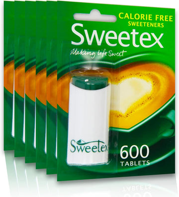 Sweetex 12-Pack Sweetener Dispenser, 600-Count Each, Total 7200 Tablets - Perfect Sugar Substitute For Drinks & Recipes