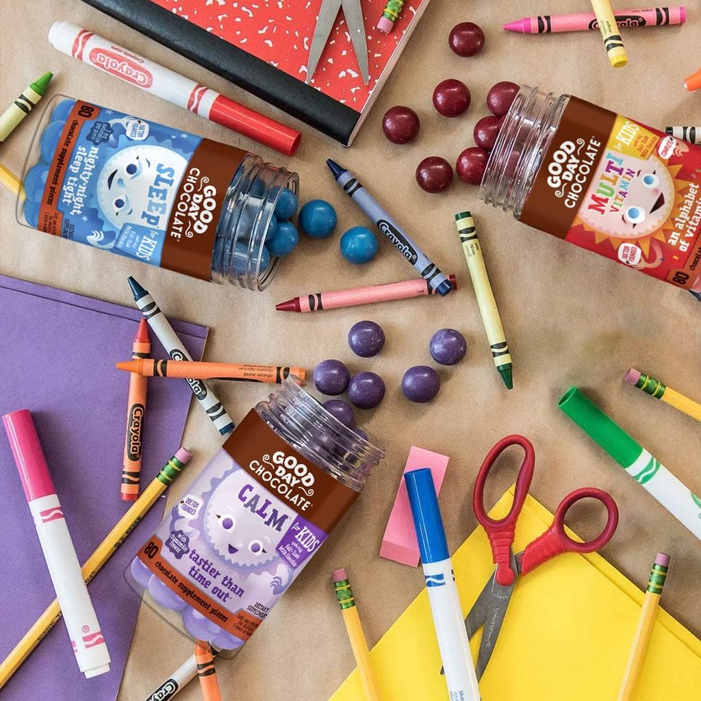 Good Day Chocolate Complete Multivitamin for Kids, Daily Supplement of Vitamins A, B6, B12, C, D, E, Folate and Biotin, Fair Trade and Non-GMO Milk Chocolate, 50 Pieces : Health & Household