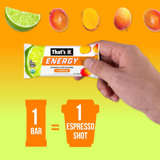 That'S It. Mango Lime Caffeine Blends Energy Mini Bars (15 Count) Allergy-Friendly, Nut Free, Non-Gmo, Fat & Gluten Free Snacks