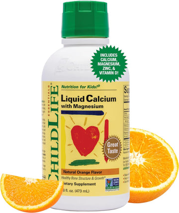 Child Life Liquid Calcium/Magnesium,Natural Orange Flavor Plastic Bottle, 16-Fl. Oz