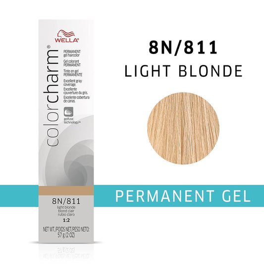 Colorcharm Permanent Gel, Hair Color For Gray Coverage, 8N Light Blonde