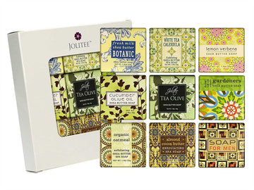 French Milled Botanical Soap Sampler Set Of 9 - Individually Wrapped Vegetable-Based Mini Soaps With Essential Oils, Shea Butter, And Natural Extracts (Floral Favorites)