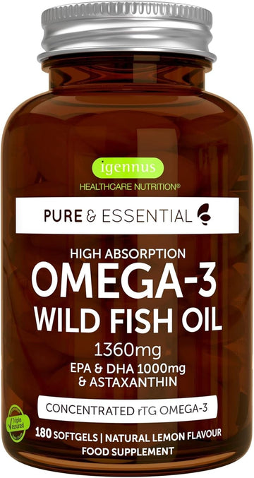 Omega-3 Wild Fish Oil & Astaxanthin, The Most Advanced High Absorption212.36 Grams