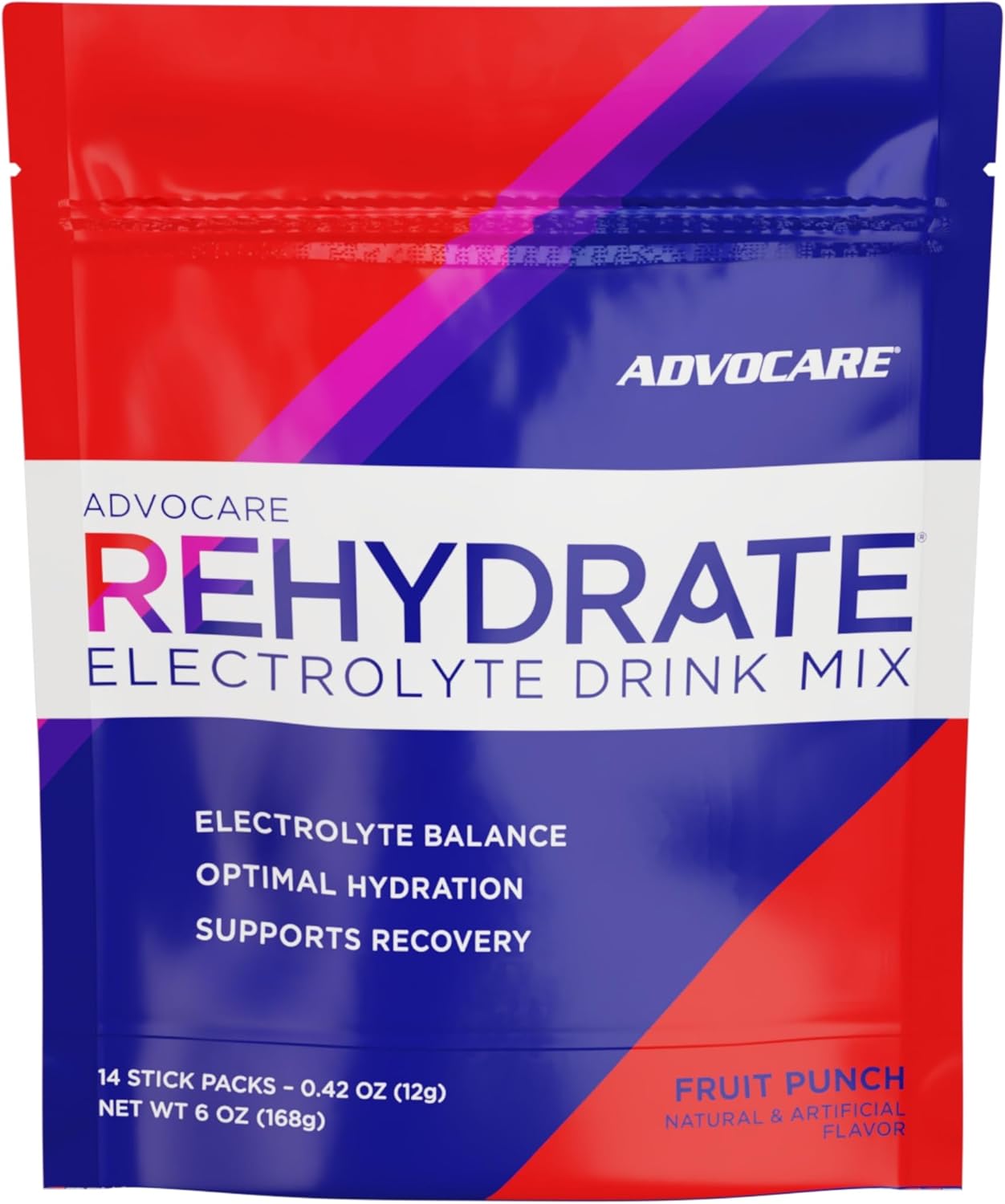 Advocare Rehydrate Electrolyte Drink Mix - Hydration & Recovery Drink With Sodium, Potassium & More - Fruit Punch, 14 Stick Packs