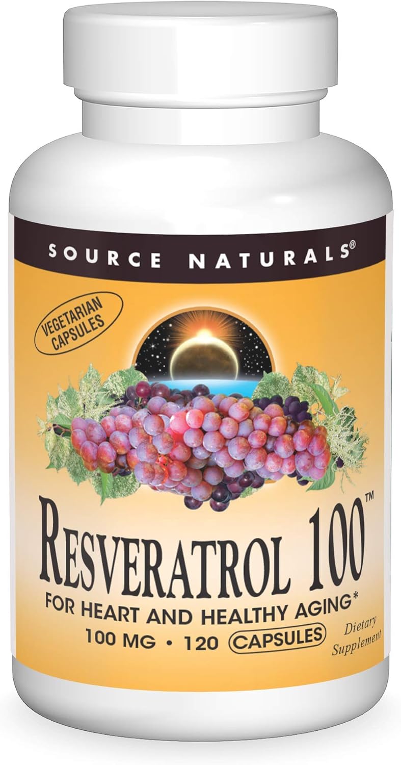 Source Naturals Resveratrol 100, For Heart And Healthy Aging* 100 Mg - 120 Vegetarian Capsules