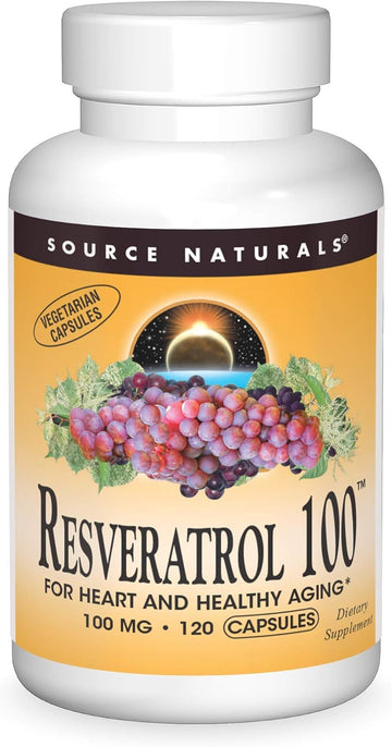 Source Naturals Resveratrol 100, for Heart and Healthy Aging* 100 mg - 120 Vegetarian Capsules