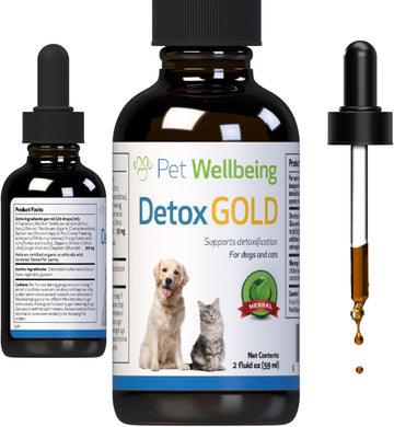 Pet Wellbeing Detox Gold For Cats - Vet-Formulated - Gentle Detoxification & Elimination Support - Natural Herbal Supplement 2 Oz (59 Ml)