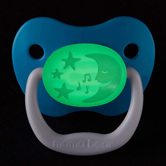 Mama Bear Glow-in-the-Dark Baby Pacifier, Stage 2 (6-12M), BPA Free, Assorted Colors, 4 count (Pack of 1)