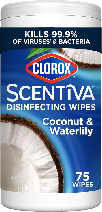 Clorox Scentiva Wipes, Bleach Free Cleaning Wipes, Household Essentials, Pacific Breeze & Coconut, 75 Count