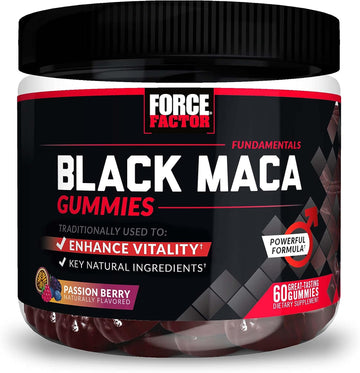 Force Factor Black Maca Gummies, Black Maca Root to Enhance Vitality in Men & Women, Increase Energy & Strength, with BioPerine for Superior Absorption, Delicious Passion Berry Flavor, 60 Gummies