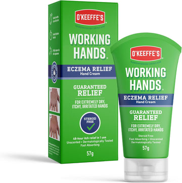 O'Keeffe's Working Hands Eczema Relief Hand Cream, 57g - For Extremely Dry, Itchy, Irritated Hands | Steroid Free, Dermatologically Tested with 48-hour itch relief in 1 use