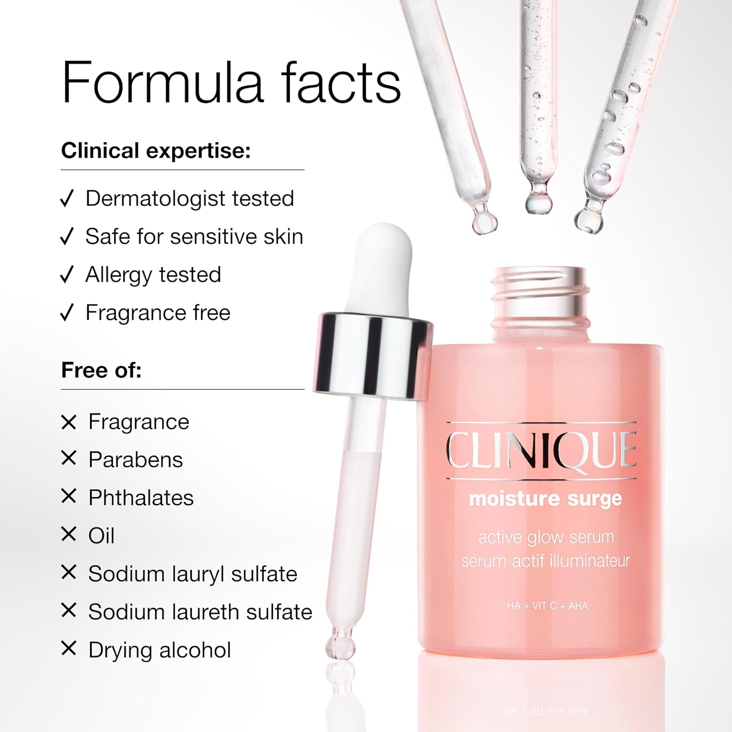 Clinique Moisture Surge Active Glow Serum With Lactic Acid, Hyaluronic Acid + Vitamin C | Hydrating, Lightweight + Oil Free?, 1 Fl Oz : Beauty & Personal Care