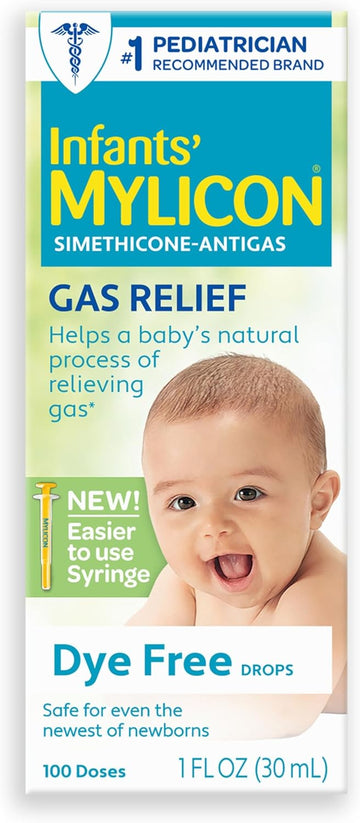 Mylicon Gas Relief Drops For Infants And Babies, Dye Free Formula, 1 Fluid Ounce (Updated Syringe)
