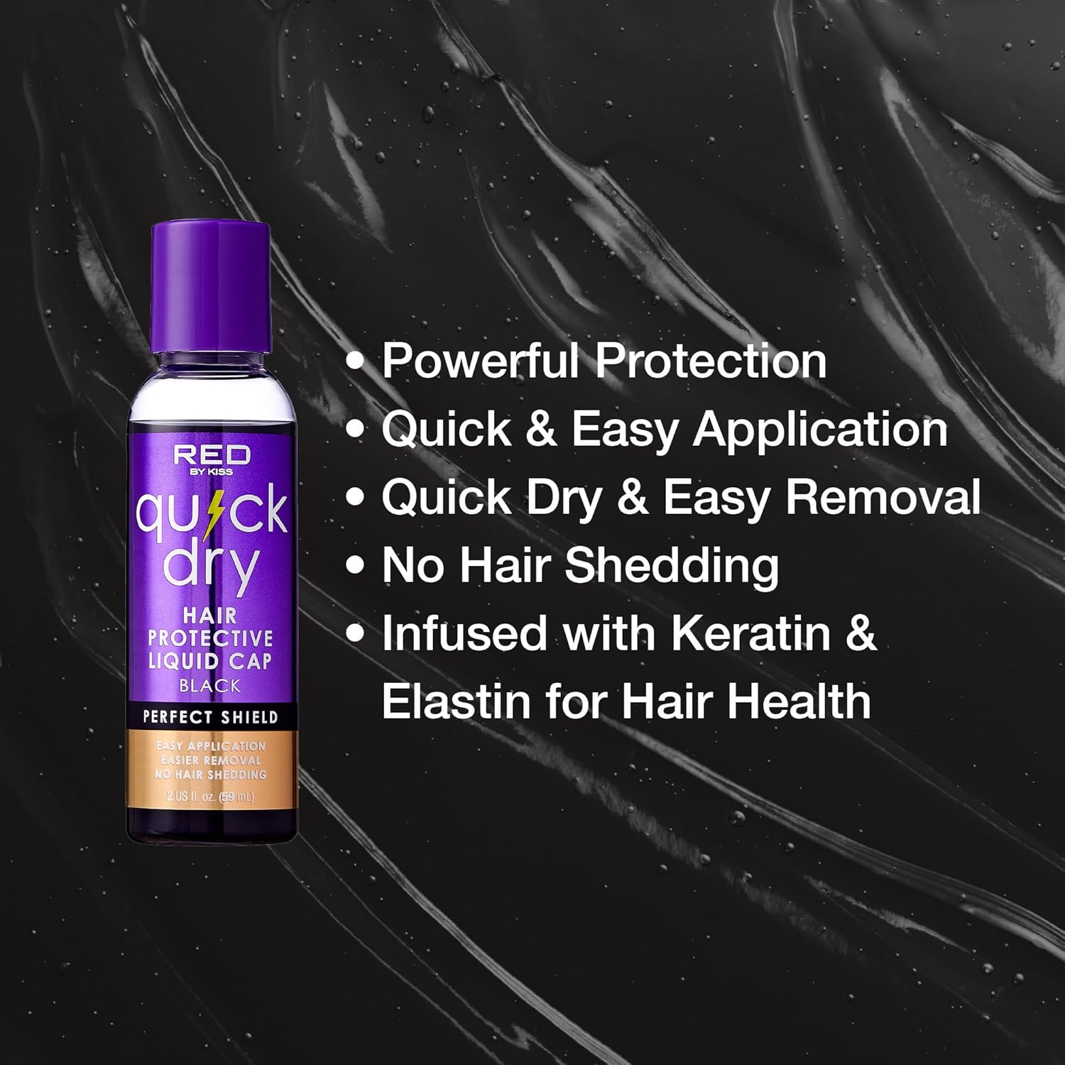 Red By Kiss Quick Dry Hair Protective Liquid Cap, Strong Lightweight Protection From Weaves Glue Damage, Fast Application, Quick Drying, & Easy Removal, Keratin & Tea Tree Enriched (Clear, 2Oz)