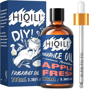HIQILI Apple Fragrance Oil 100ml, Diffuser Oils Scents for Candle Making Soap Slime, Essential Oil for Car Freshies Home Aromatherapy, Fall Scents 3.38 Fl Oz, Christmas Gifts for Women Men