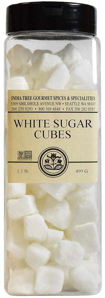 India Tree Rough Cut Mauritius White Sugar Cubes, 1.1 Pound Jar, Unrefined Sugar Cube, Kosher, Non Gmo