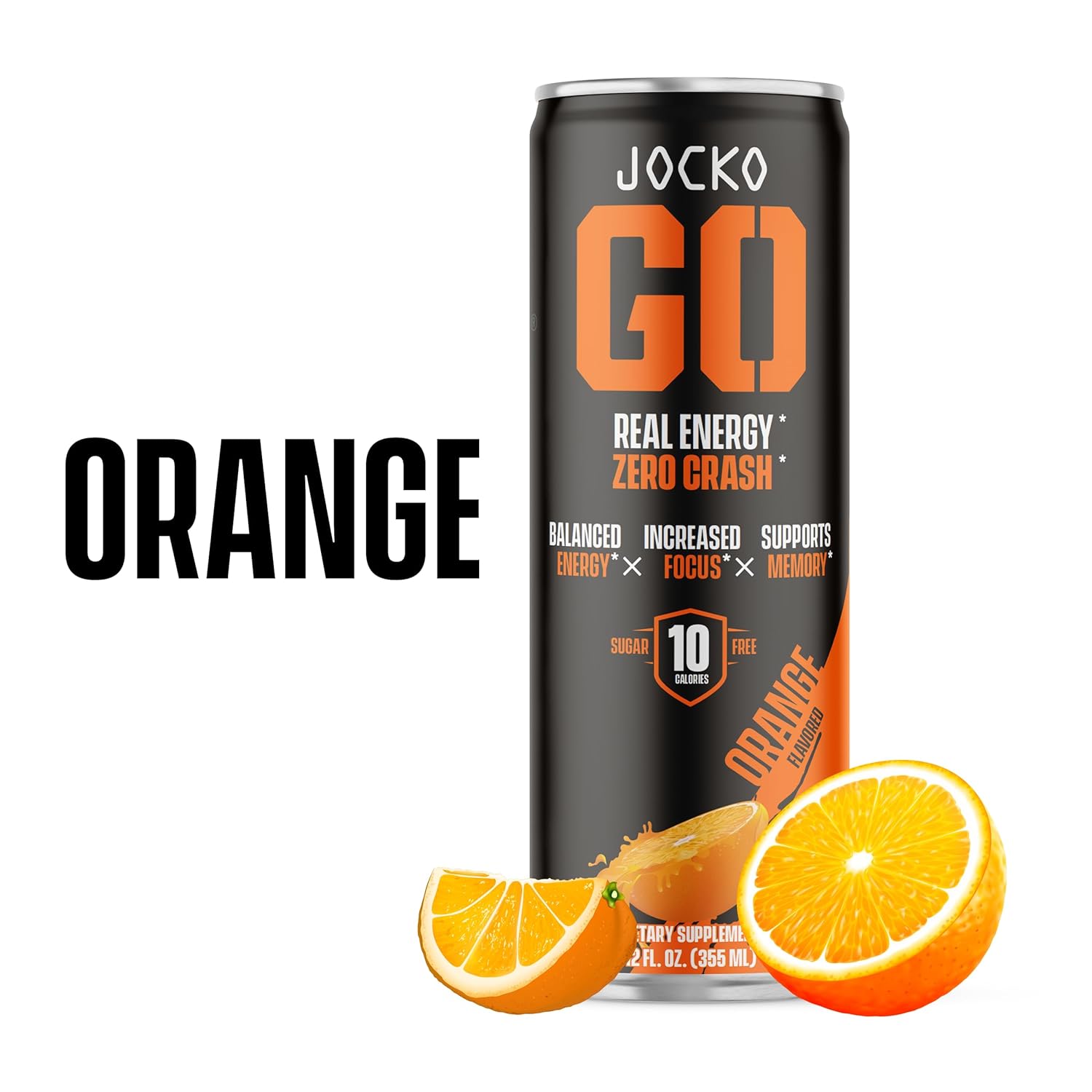 Jocko GO Energy Drink - KETO, Vitamin B12, Vitamin B6, Electrolytes, L Theanine, Magnesium- All Natural Energy Boost, Sugar Free Nootropic Monk Fruit Blend - 12 Pack (Orange) : Grocery & Gourmet Food