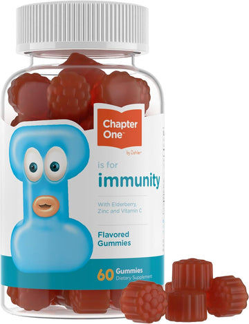 Zahler - Chapter One Immune Support Gummies for Kids with Vitamins C, Zinc & Black Elderberry (60 Flavored Gummies) Kosher Immunity Vitamin C & Elderberry Gummies for Kids & Adults - Made in USA