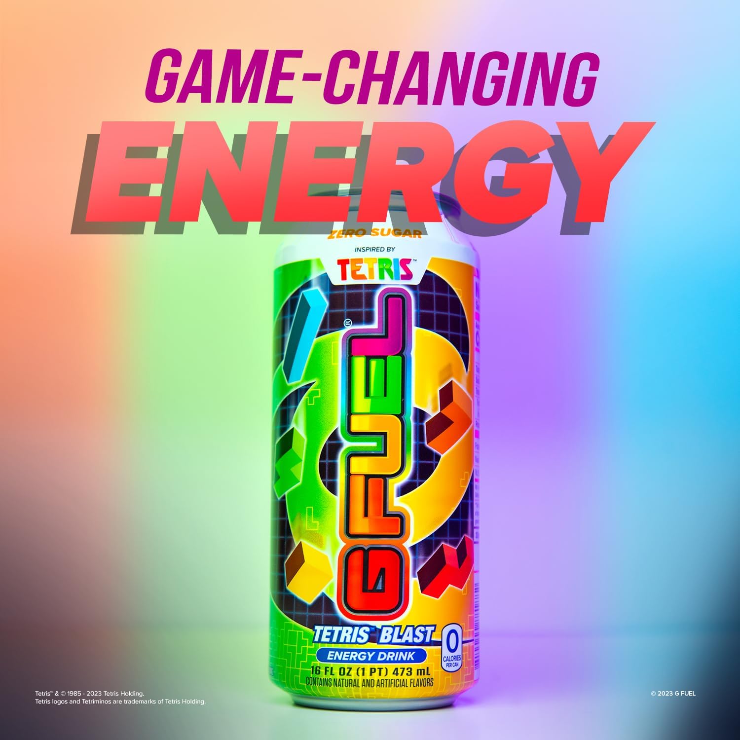 G Fuel Tetris Energy Drink, Sugar Free, Healthy Drinks, Zero Calorie, 300 mg Caffeine per Carbonated Can, Candy Flavor, Focus Amino, Vitamin + Antioxidants Blend - 12 Pack : Health & Household