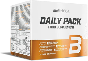 Biotechusa Daily Pack, Full-Range Multivitamin Product That Contains 7 Different Pills, Capsules And Softgel Capsules With Minerals, Coenzyme Q10, Grape Seed Extract, Lecithin And Essential Fatty Acids, 30 Packages