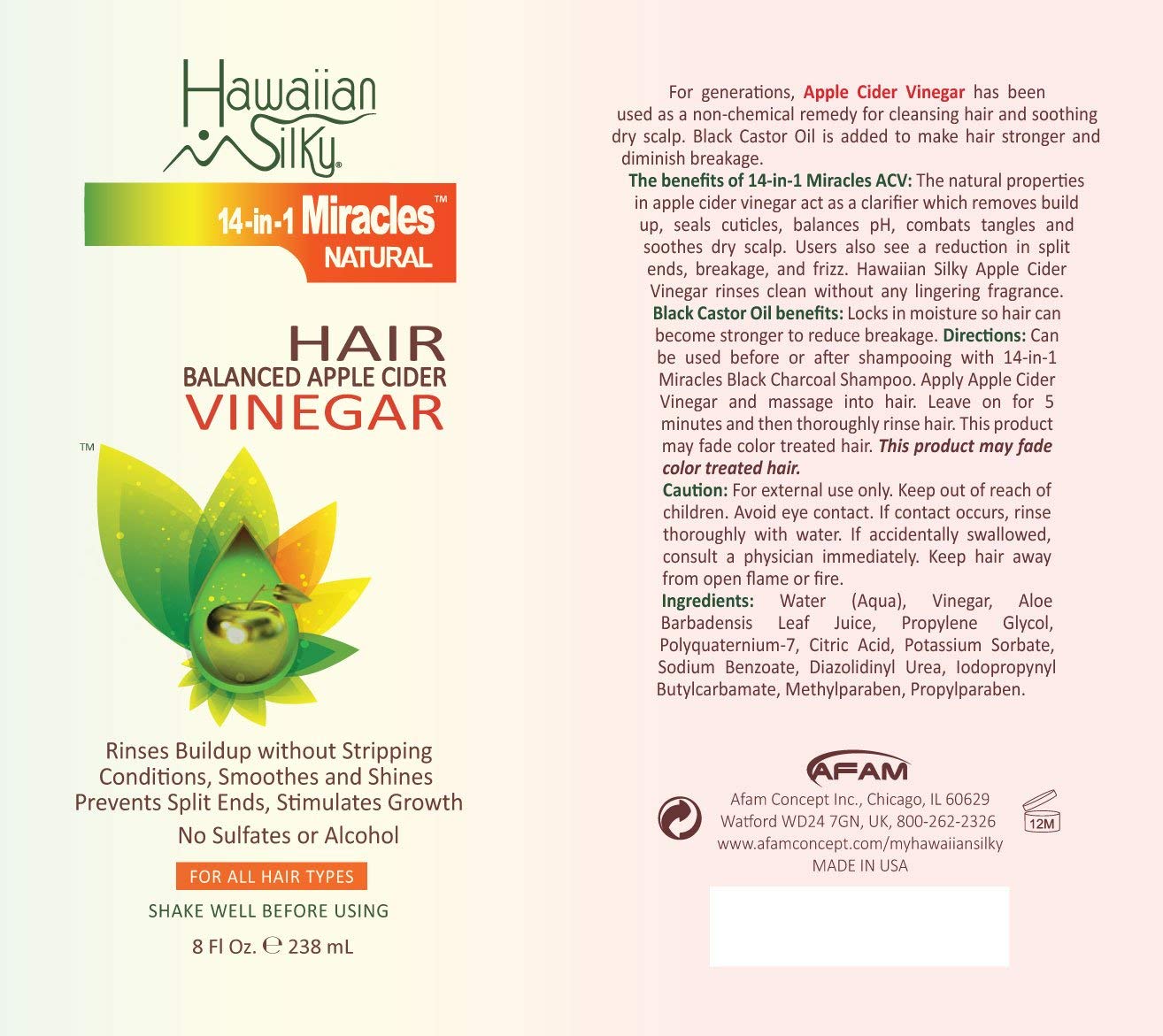Hawaiian Silky 14-In-1 Miracles Apple Cider Vinegar Shampoo and Vinegar Combo : Everything Else