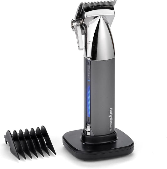 Babyliss Super-X Metal Series, Cordless Hair Clipper - Japanese Steel Blades, 10 Comb Attachments, 2 Tapered Guides, Lithium Battery, Digital Display, Metal Body, Black, 7700U