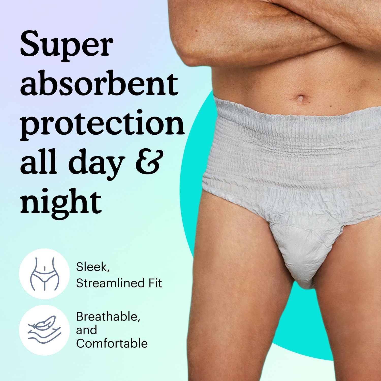 Because Premium Maximum Incontinence Underwear for Men - Heavy Bladder Leak Protection, Ideal for Overnight Leakage, Sleek, Invisible Fit, Grey, XXLarge - Absorbs 4 Cups - 40 Count (4 Packs of 10) : Health & Household