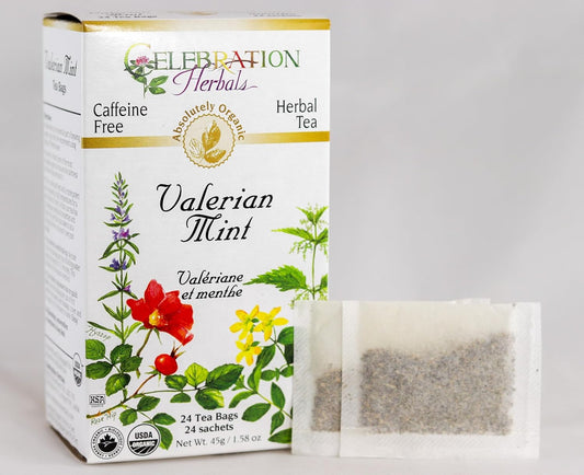 Celebration Herbals Organic Valerian Mint Tea, 24 Ct