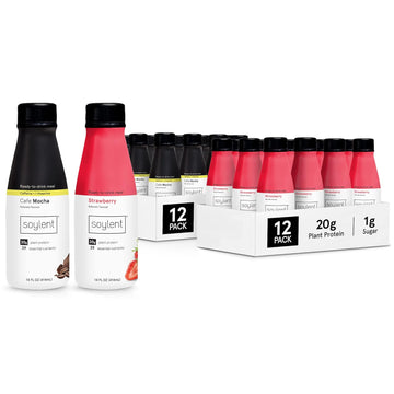 Soylent Cafe Mocha (12 Pack) And Soylent Strawberry (12 Pack) Meal Replacement Shake Bundle