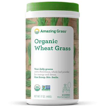 Amazing Grass Wheat Grass Powder: 100% Whole-Leaf Wheat Grass Powder For Energy, Detox & Immunity Support, Chlorophyll Providing Greens, 60 Servings