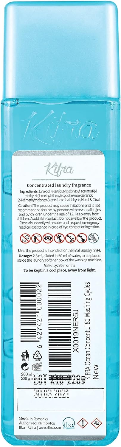 KIFRA OCEAN Concentrated Laundry Fragrance 6.76 Fl Oz 200ml 80 Washing Cycles