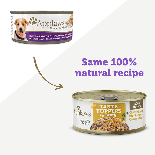 Applaws 100% Natural Wet Dog Food, Chicken Breast with Pumpkin and Vegetables in Broth 156g Tin (Pack of 12)?TT3032CE-A